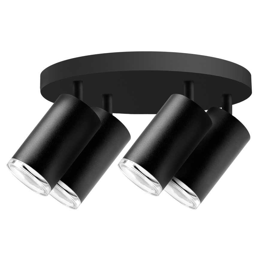 LED RGBW ściemnialna oprawa punktowa do łazienki TURYN 4xGU10/4,8W/230V 3000K IP44 czarna + zdalne sterowanie