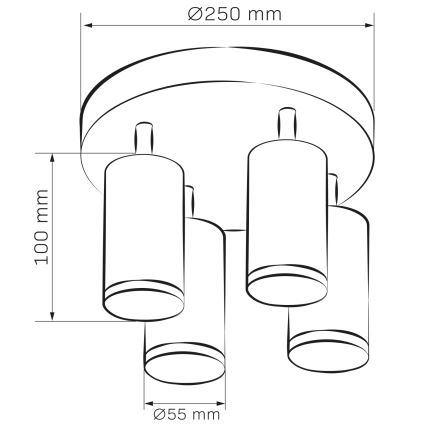 LED RGBW ściemnialna oprawa punktowa do łazienki TURYN 4xGU10/4,8W/230V 3000K IP44 czarna + zdalne sterowanie