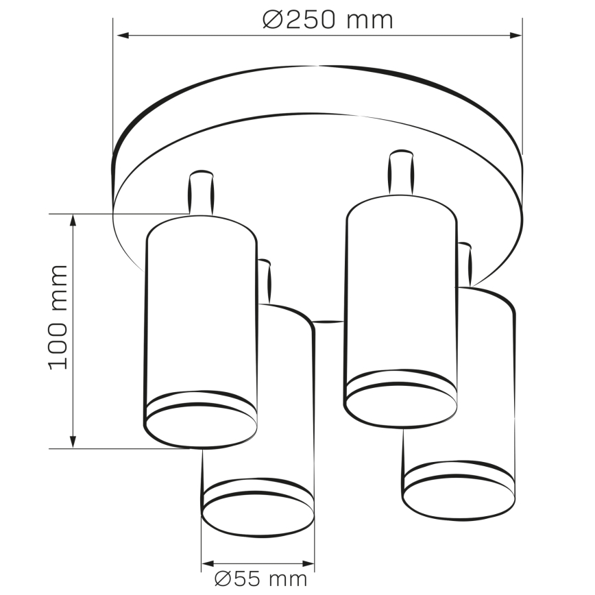 LED RGBW ściemnialna oprawa punktowa do łazienki TURYN 4xGU10/4,8W/230V 3000K IP44 czarna + zdalne sterowanie