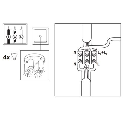 LED RGBW ściemnialna łazienkowa oprawa punktowa TURYN 4xGU10/6,5W/230V 2700-6500K Wi-Fi IP44 czarna