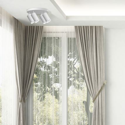 LED RGBW ściemnialna łazienkowa oprawa punktowa TURYN 4xGU10/6W/230V 3000K IP44 biała + pilot zdalnego sterowania