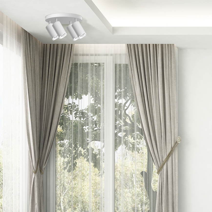 LED RGBW ściemnialna łazienkowa oprawa punktowa TURYN 4xGU10/6W/230V 3000K IP44 biała + pilot zdalnego sterowania