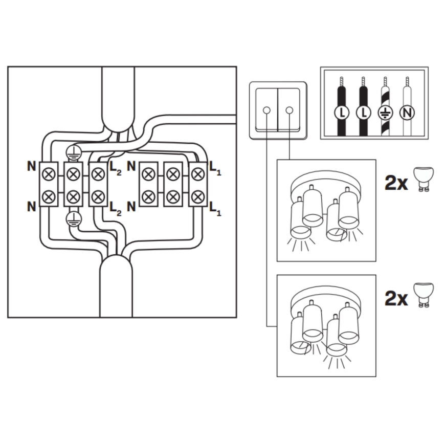 LED RGBW ściemnialna łazienkowa oprawa punktowa TURYN 4xGU10/6W/230V 3000K IP44 biała + pilot zdalnego sterowania