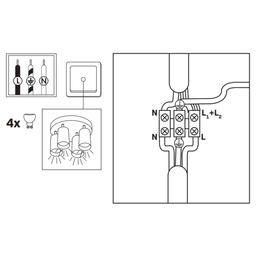 LED RGBW ściemnialna łazienkowa oprawa punktowa TURYN 4xGU10/6W/230V 3000K IP44 biała + pilot zdalnego sterowania