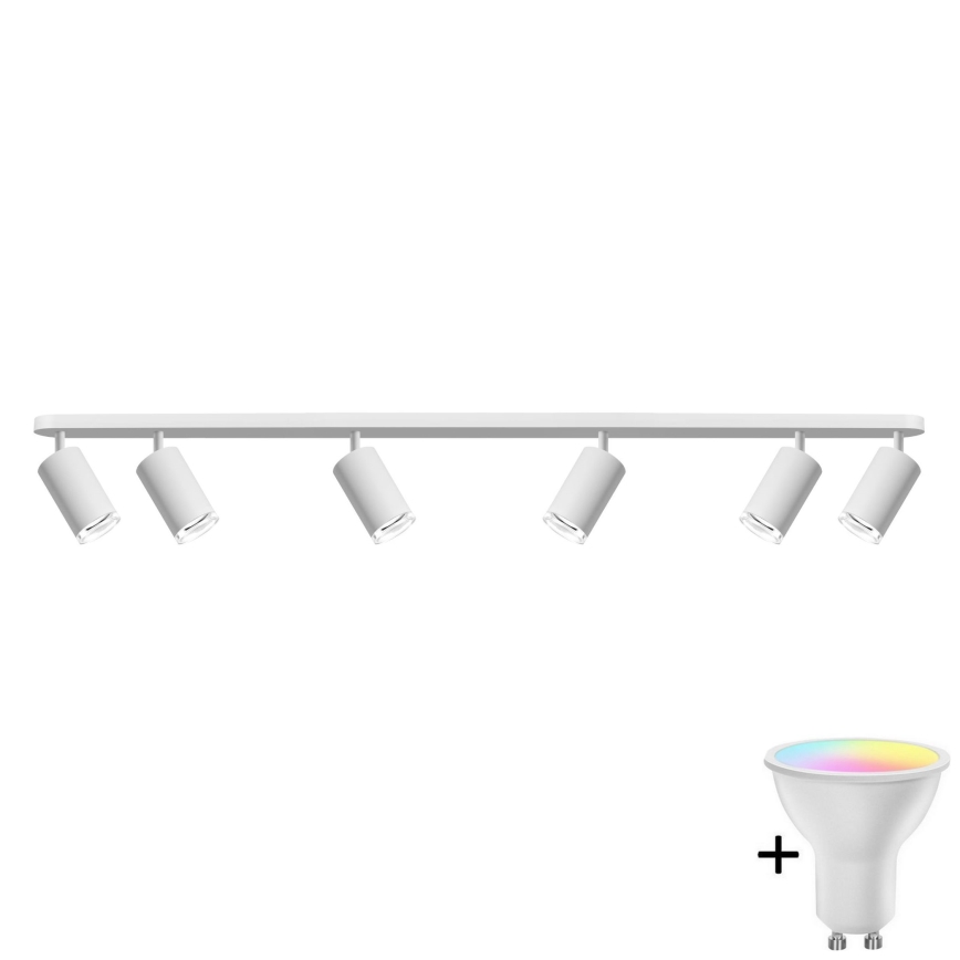 LED RGBW ściemnialna oprawa punktowa do łazienki TURYN 6xGU10/6,5W/230V 2700-6500K Wi-Fi IP44 biała