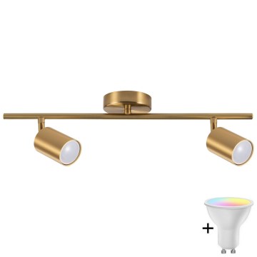 LED RGBW ściemnialna oprawa punktowa GOLDI 2xGU10/6,5W/230V 2700-6500K Wi-Fi złota