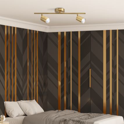 LED RGBW ściemnialna oprawa punktowa GOLDI 2xGU10/6W/230V 3000K złota + pilot zdalnego sterowania