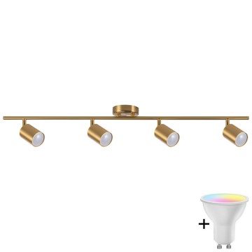 LED RGBW ściemnialna oprawa punktowa GOLDI 4xGU10/6,5W/230V 2700-6500K Wi-Fi złota