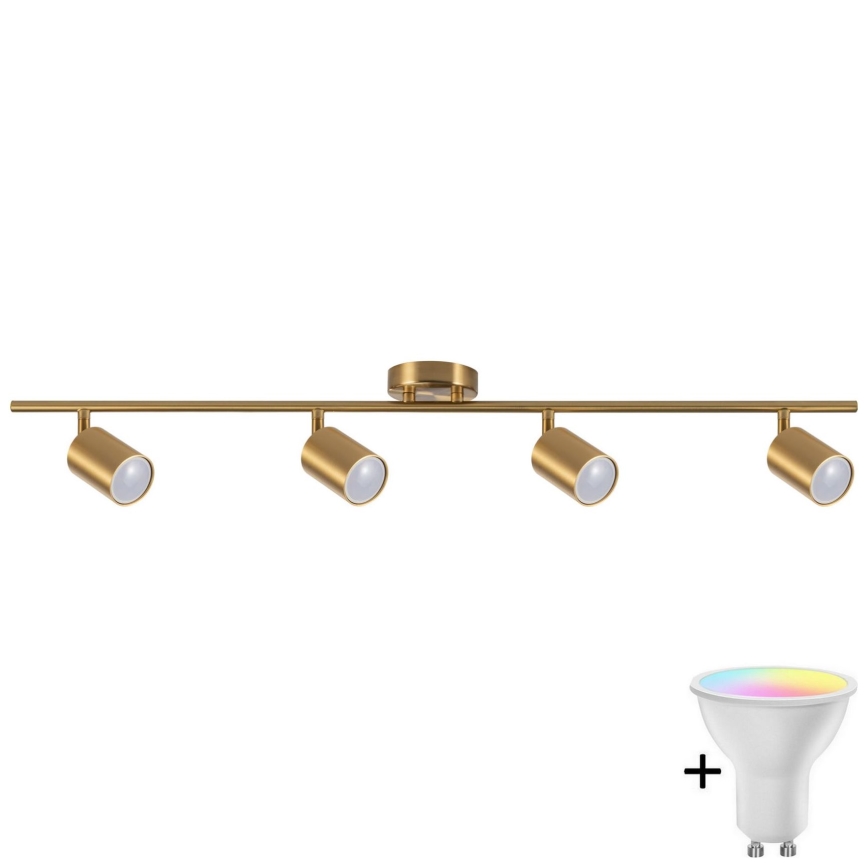 LED RGBW ściemnialna oprawa punktowa GOLDI 4xGU10/6,5W/230V 2700-6500K Wi-Fi złota