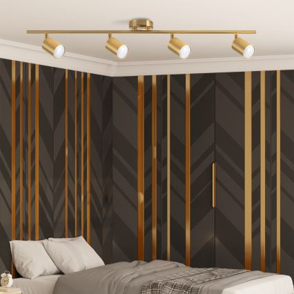 LED RGBW ściemnialna oprawa punktowa GOLDI 4xGU10/6W/230V 3000K złota + pilot zdalnego sterowania