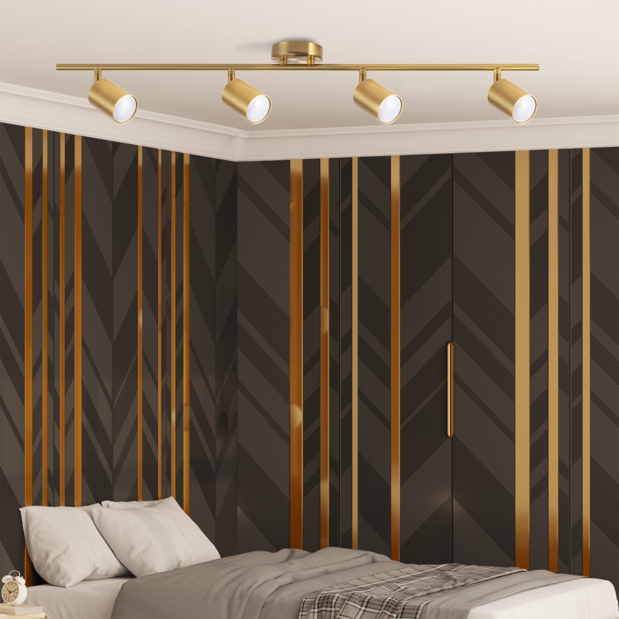 LED RGBW ściemnialna oprawa punktowa GOLDI 4xGU10/6W/230V 3000K złota + pilot zdalnego sterowania