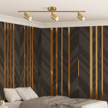 Ściemnialna oprawa punktowa LED RGBW GOLDIE 3xGU10/4,8W/230V 3000K złota + pilot zdalnego sterowania