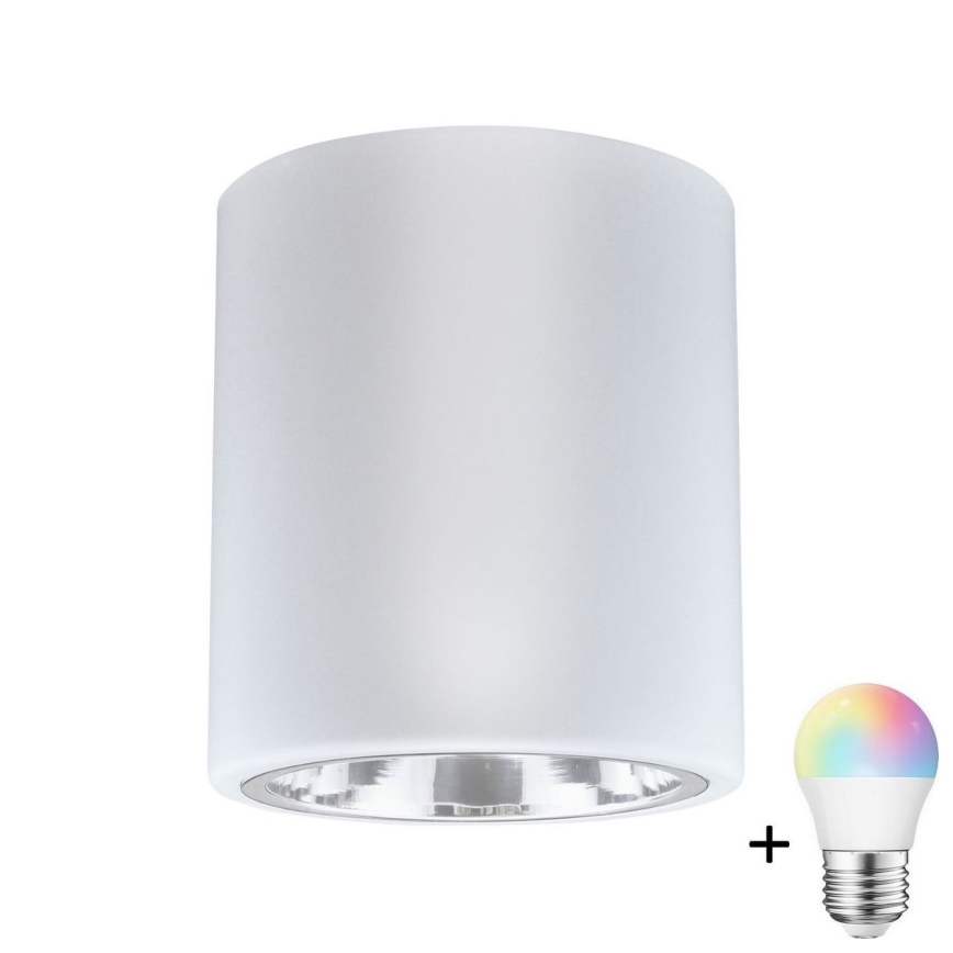 LED RGBW ściemnialna oprawa punktowa JUPITER 1xE27/6,5W/230V 2700-6500K Wi-Fi śr. 13 cm biała