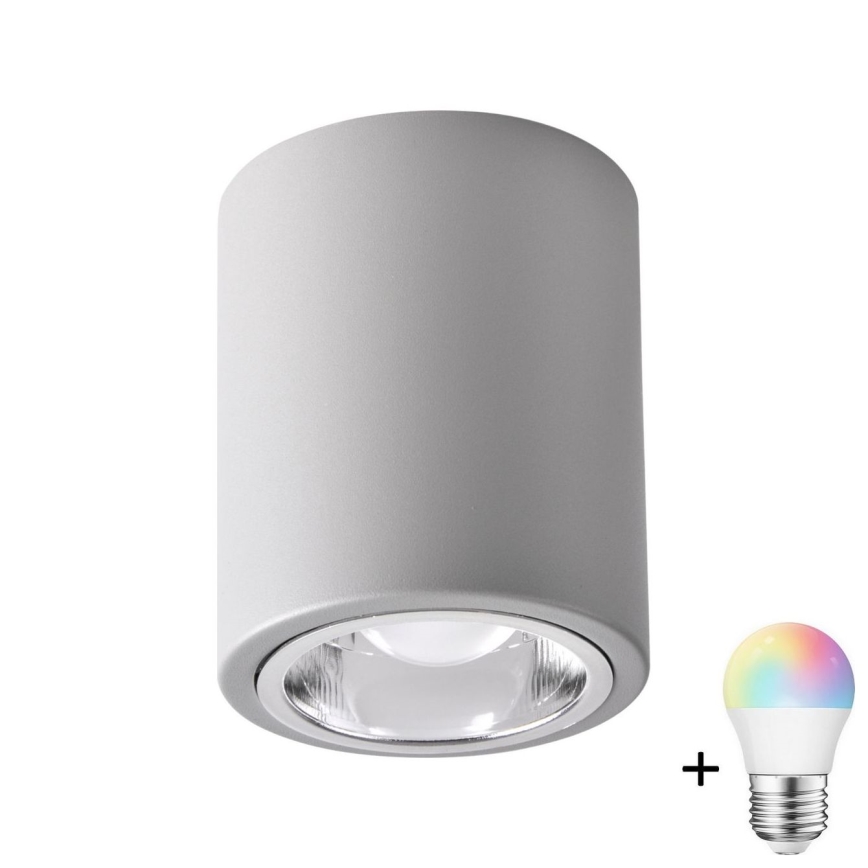 LED RGBW ściemnialna oprawa punktowa JUPITER 1xE27/6,5W/230V 2700-6500K Wi-Fi śr. 9,8 cm szara