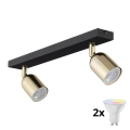 LED RGBW Ściemnialna oprawa punktowa TOP 2xGU10/6,5W/230V 2700-6500K czarny/złoty
