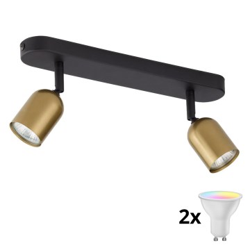 LED RGBW ściemnialna oprawa punktowa TOP 2xGU10/6,5W/230V 2700-6500K złoty/czarny