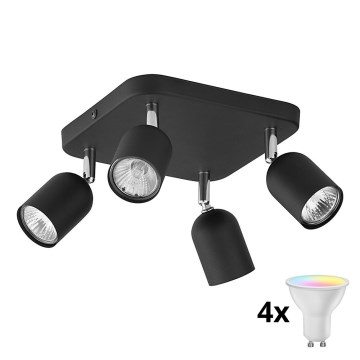 LED RGBW ściemnialna oprawa punktowa TOP 4xGU10/6,5W/230V 2700-6500K czarna