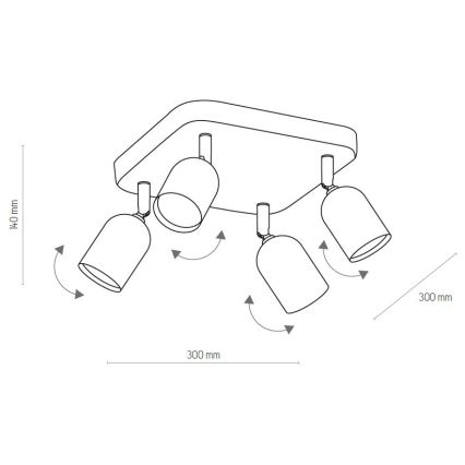 LED RGBW ściemnialna oprawa punktowa TOP 4xGU10/6,5W/230V 2700-6500K czarna