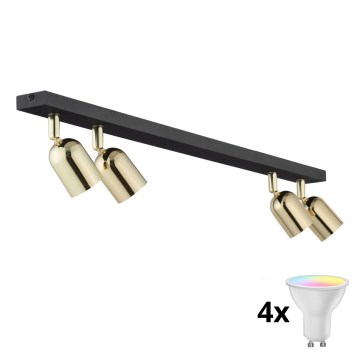LED RGBW ściemnialna oprawa punktowa TOP 4xGU10/6,5W/230V 2700-6500K czarna/złota