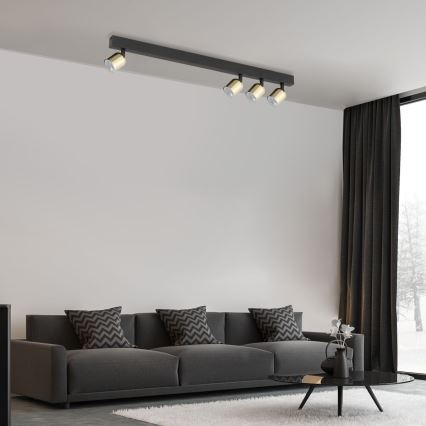 LED RGBW ściemnialna oprawa punktowa TOP 4xGU10/6,5W/230V 2700-6500K czarny/złoty