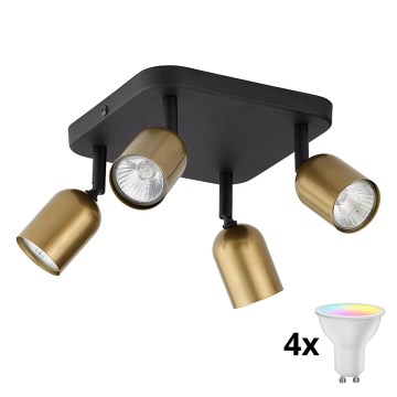 LED RGBW ściemnialna oprawa punktowa TOP 4xGU10/6,5W/230V 2700-6500K złota/czarna