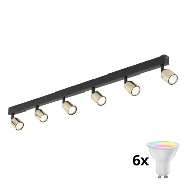 LED RGBW ściemnialna oprawa punktowa TOP 6xGU10/6,5W/230V 2700-6500K czarna/złota