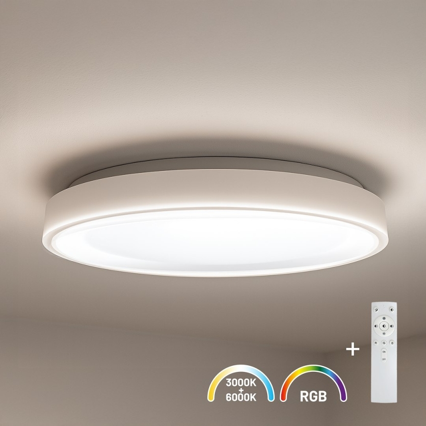 LED RGBW ściemnialna lampa sufitowa MELO LED/36W/230V 3000-6000K śr. 39 cm biała + pilot zdalnego sterowania