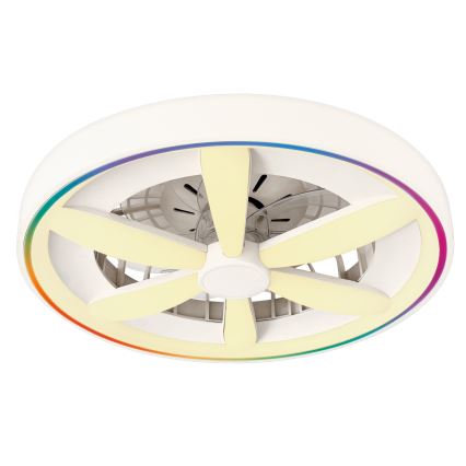 Ściemnialna lampa sufitowa LED RGBW z wentylatorem MALAWI LED/48W/230V 3000-6500K biała + pilot zdalnego sterowania