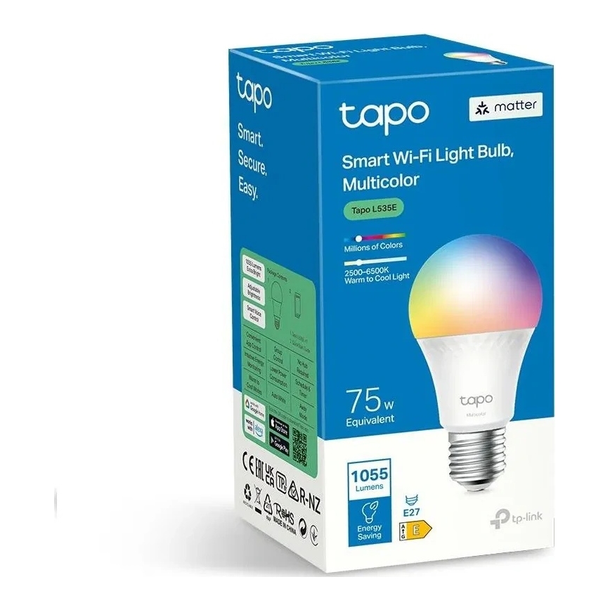 LED RGBW ściemnialna żarówka A60 E27/8,6W/230V 2500-6500K Wi-Fi - TP-Link