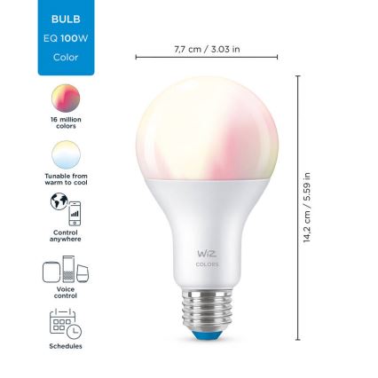 LED RGBW Ściemnialna żarówka A67 E27/13W/230V 2200-6500K CRI 90 Wi-Fi -WiZ