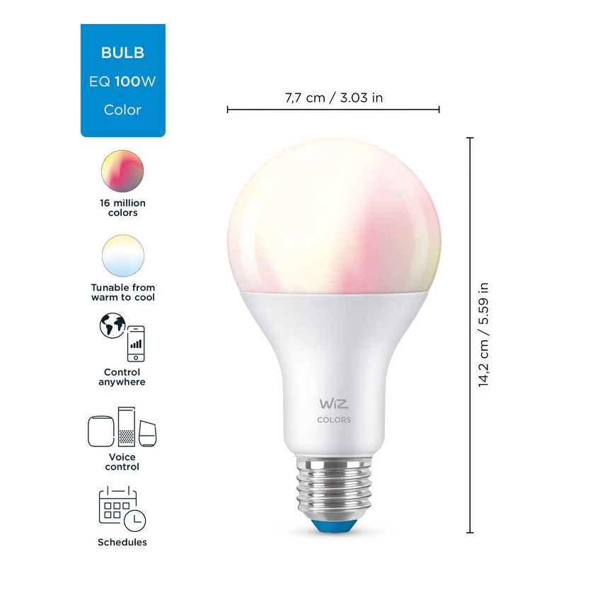 LED RGBW Ściemnialna żarówka A67 E27/13W/230V 2200-6500K CRI 90 Wi-Fi -WiZ