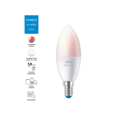 LED RGBW Ściemnialna żarówka C37 E14/4,9W/230V 2200-6500K CRI 90 Wi-Fi -WiZ