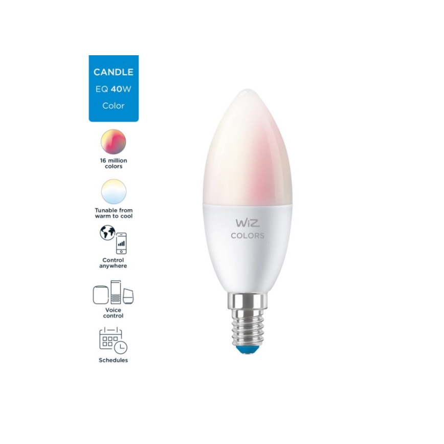 LED RGBW Ściemnialna żarówka C37 E14/4,9W/230V 2200-6500K CRI 90 Wi-Fi -WiZ