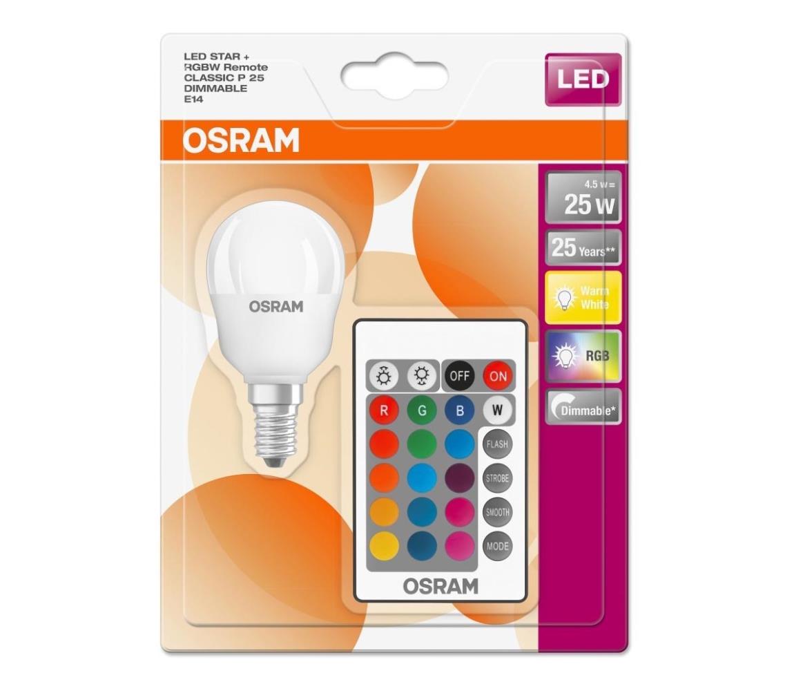 LED RGBW Ściemnialna zarówka RETROFIT E14/4,5W/230V 2700K + pilot - Osram