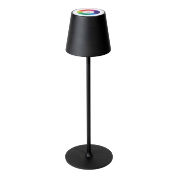 LED RGBW ściemnialna zewnętrzna ładowalna lampa LED/1,5W/4000 mAh 3000K IP44 czarna