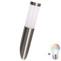 LED RGBW ściemnialna zewnętrzna lampa ścienna LIVIA 1xE27/6,5W/230V 2700-6500K Wi-Fi IP44 srebrna