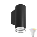 LED RGBW ściemnialny kinkiet łazienkowy TURYN 1xGU10/4,8W/230V 3000K IP44 czarny + pilot zdalnego sterowania