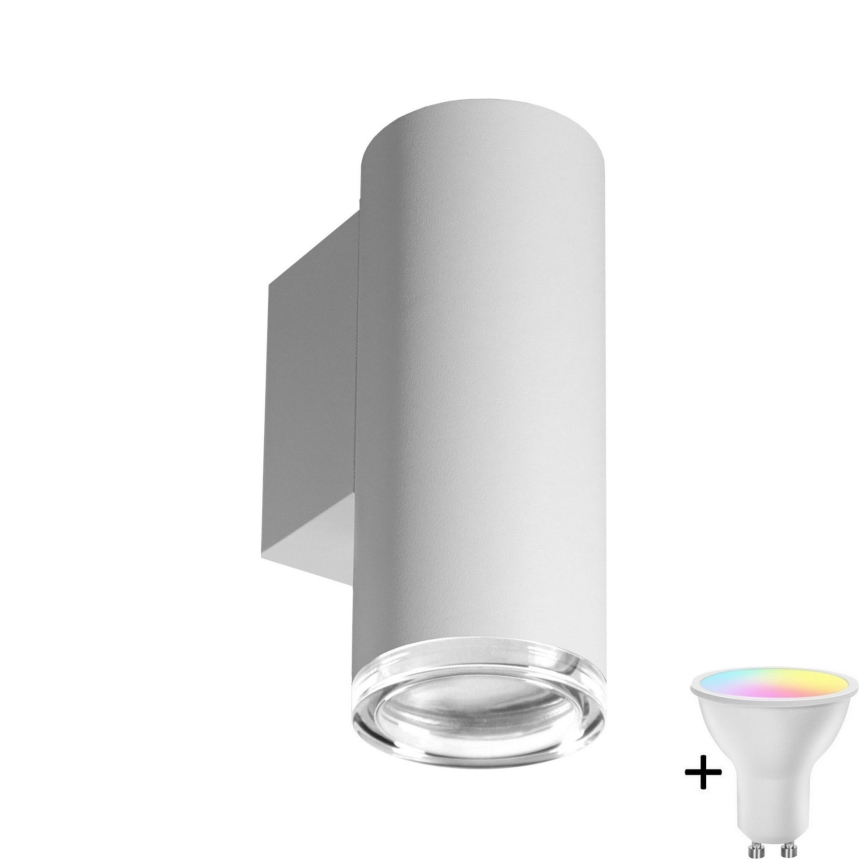 LED RGBW ściemnialny kinkiet łazienkowy TURYN 1xGU10/6,5W/230V 2700-6500K Wi-Fi IP44 biały