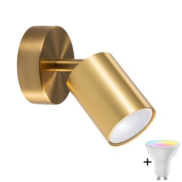 LED RGBW ściemnialny kinkiet punktowy GOLDIE 1xGU10/4,8W/230V 3000K złoty + pilot zdalnego sterowania
