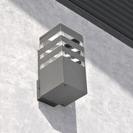 LED RGBW ściemnialna zewnętrzna oprawa ścienna TEKSAS 1xE27/9W/230V 2700-6500K Wi-Fi IP44 antracyt