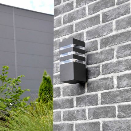LED RGBW ściemnialna zewnętrzna oprawa ścienna TEKSAS 1xE27/9W/230V 2700-6500K Wi-Fi IP44 antracyt