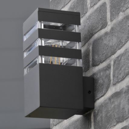 LED RGBW ściemnialna zewnętrzna oprawa ścienna TEKSAS 1xE27/9W/230V 2700-6500K Wi-Fi IP44 antracyt
