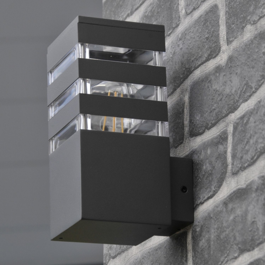 LED RGBW ściemnialna zewnętrzna oprawa ścienna TEKSAS 1xE27/9W/230V 2700-6500K Wi-Fi IP44 antracyt