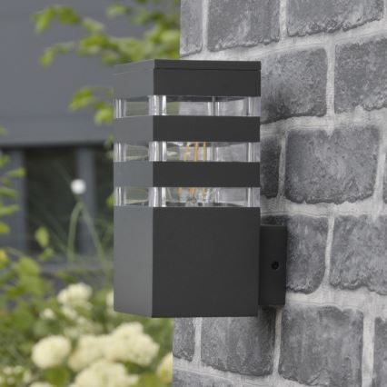 LED RGBW ściemnialna zewnętrzna oprawa ścienna TEKSAS 1xE27/9W/230V 2700-6500K Wi-Fi IP44 antracyt