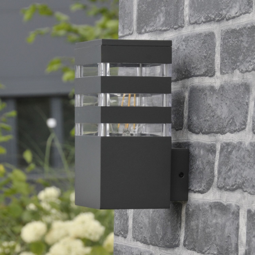 LED RGBW ściemnialna zewnętrzna oprawa ścienna TEKSAS 1xE27/9W/230V 2700-6500K Wi-Fi IP44 antracyt