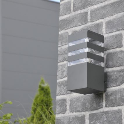 LED RGBW ściemnialna zewnętrzna oprawa ścienna TEKSAS 1xE27/9W/230V 2700-6500K Wi-Fi IP44 antracyt
