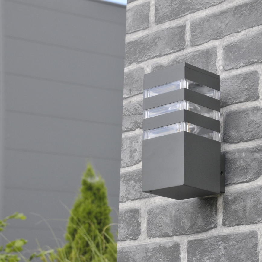 LED RGBW ściemnialna zewnętrzna oprawa ścienna TEKSAS 1xE27/9W/230V 2700-6500K Wi-Fi IP44 antracyt