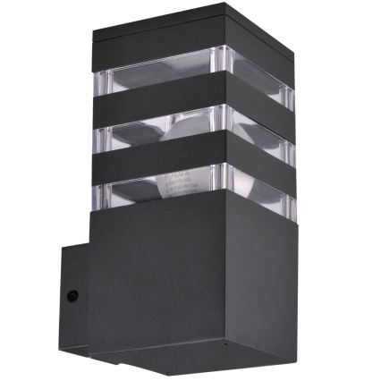 LED RGBW ściemnialna zewnętrzna oprawa ścienna TEKSAS 1xE27/9W/230V 2700-6500K Wi-Fi IP44 antracyt