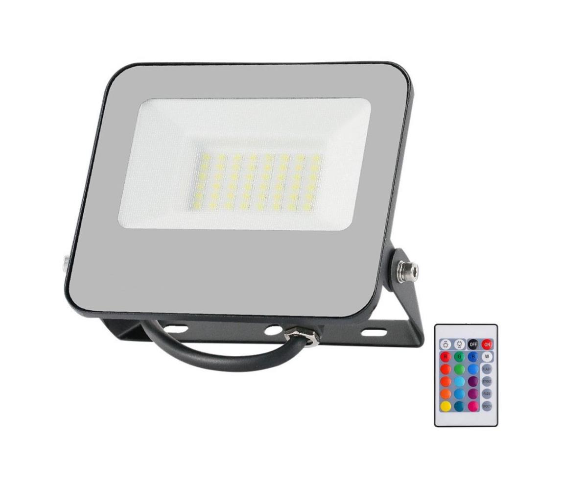 LED RGBW Ściemnialny naświetlacz LED/30W/230V IP65 szary + pilot