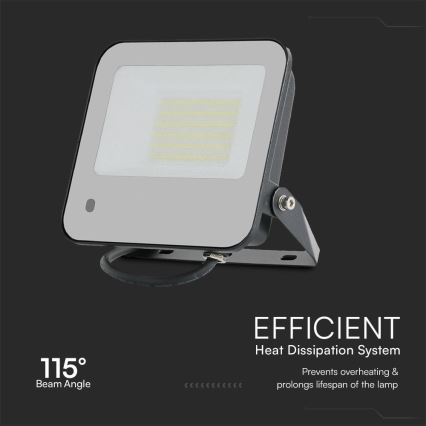 LED RGBW Ściemnialny naświetlacz LED/50W/230V IP65 szary + pilot zdalnego sterowania